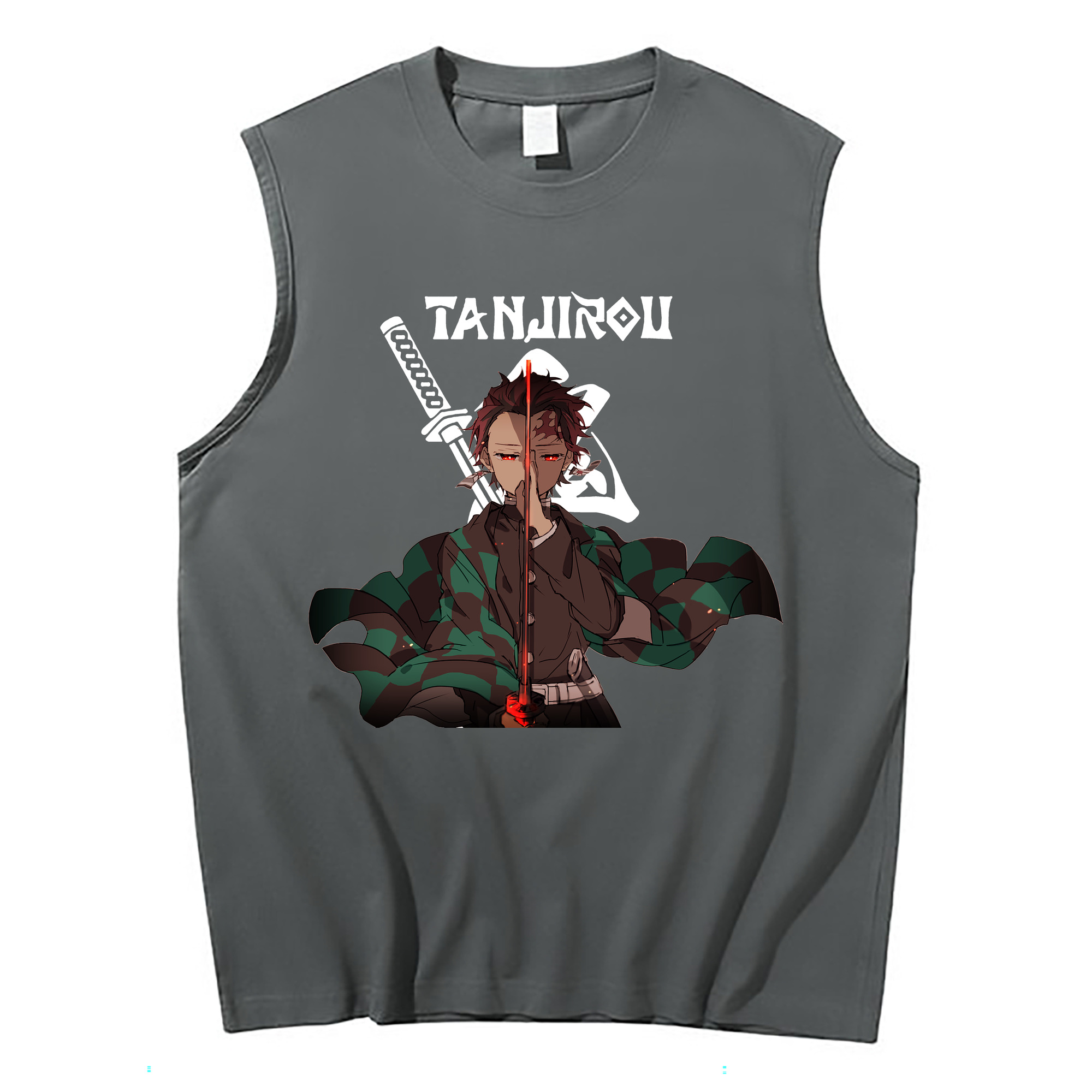 （画像用） 鬼滅の刃 竈門 炭治郎／かまど たんじろう Kamado Tanjirou コットン100％タンクトップ（フロントプリント）